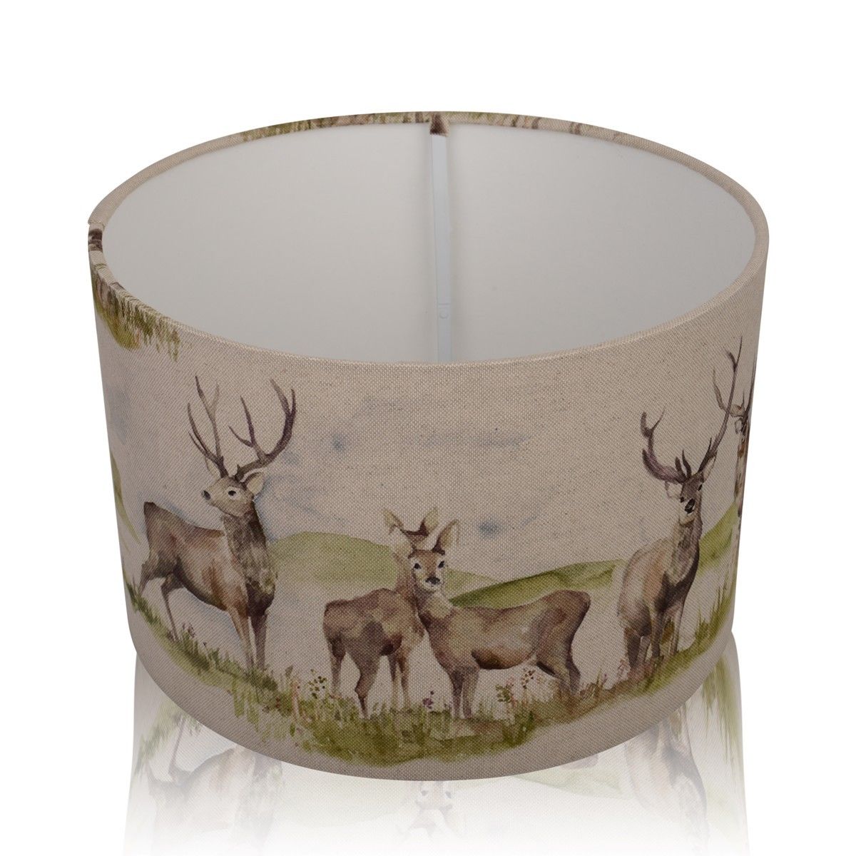 Moorland Stag White Inner Handmade Drum Lampshade | furniturechecklist.co.uk