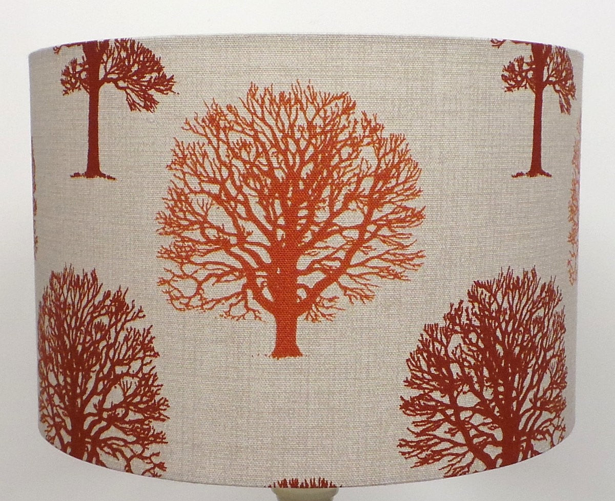 Autumn Brown Terracotta Linen Drum Lamp Shade — Woodland & Wildlife