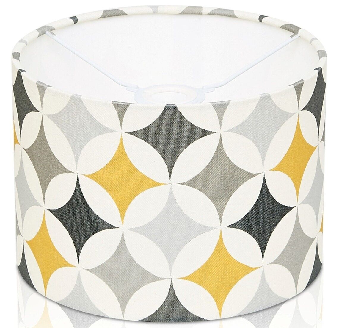 DARLENE RETRO GEOMETRIC DRUM LAMP SHADE YELLOW / GREY — Geometric & Retro