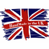 A stylized Union Jack flag graphic with red, white, and blue brushstroke textures and the text 'HandMade in the UK' across the center on a white background.