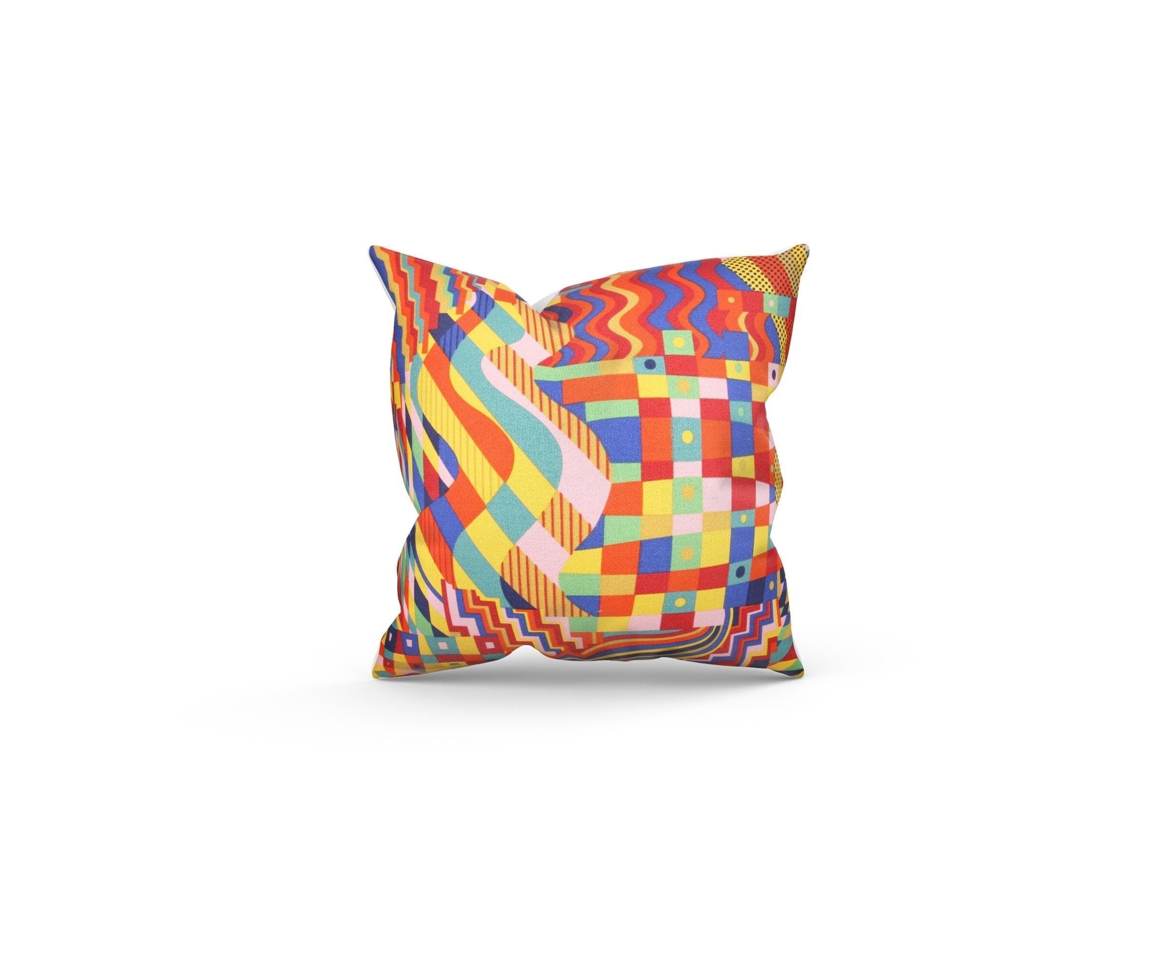 Bauhaus style Pink Filled Cushion