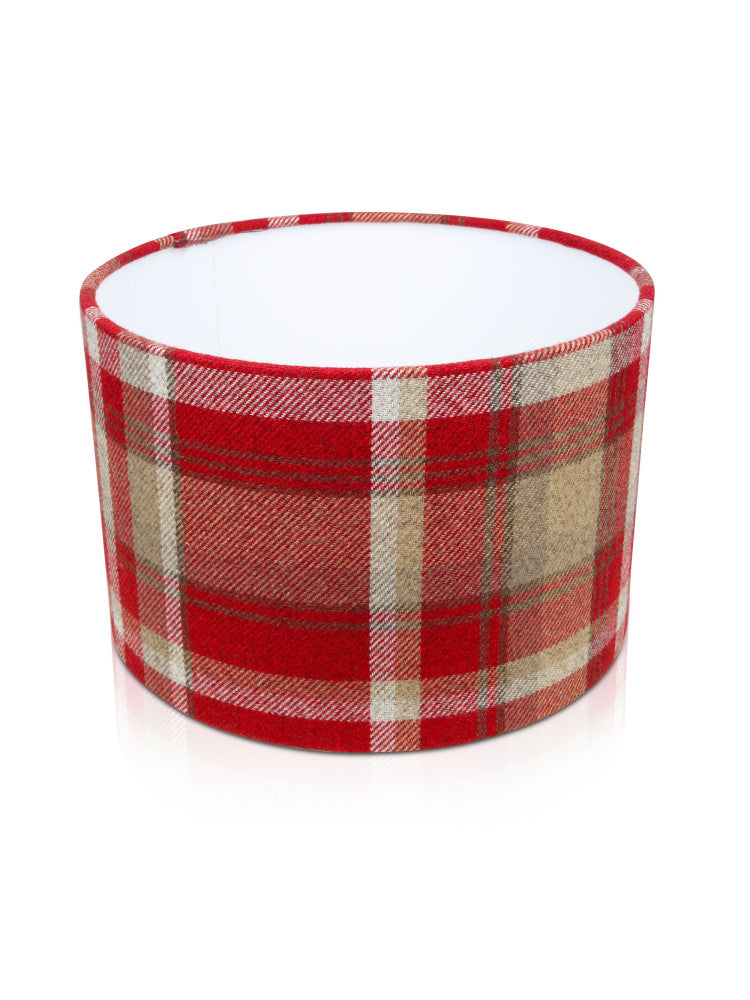 Red Skye Tartan / Check / Tweed style Drum Lampshade