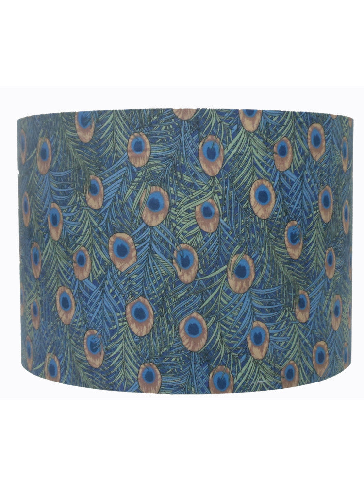 Peacock Feather blue/green patterned Drum Lampshade