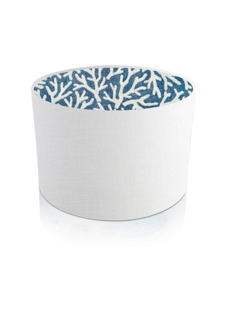 Leanne White with Denim Reef Interior Drum Lampshade