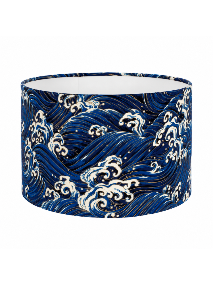 Ocean Wave with Gold Detailing Drum Lampshade