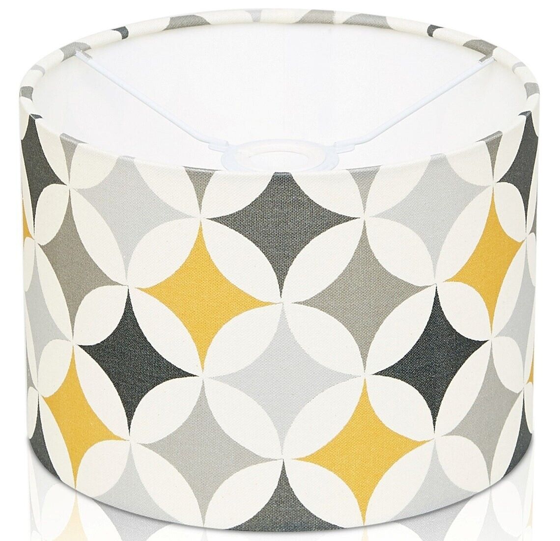 DARLENE RETRO GEOMETRIC DRUM LAMP SHADE YELLOW / GREY  | furniturechecklist.co.uk