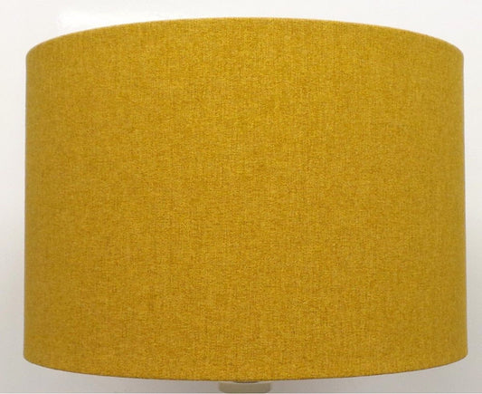 'Mira' Brushed Linen Mustard Yellow Handmade Drum Lampshade