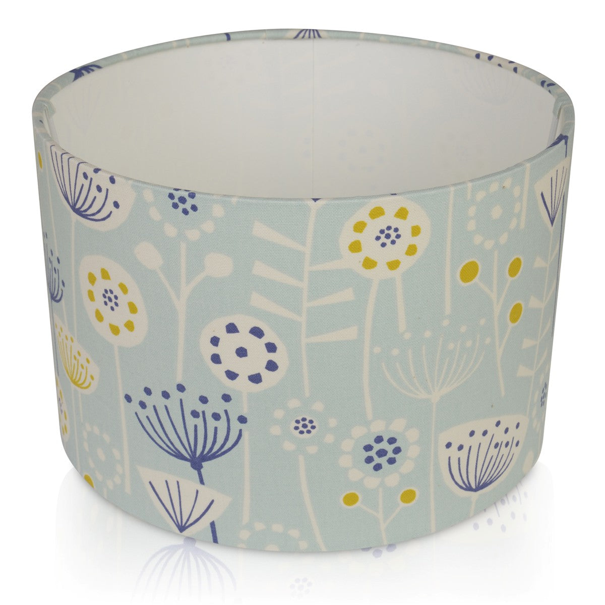 Fryetts Bergen Flowers Seafoam Blue & Navy Handmade Drum Lampshade | Furniture Checklist