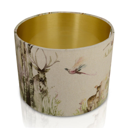 Enchanted Forest Gold Style Inner Handmade Drum Lampshade | furniturechecklist.co.uk