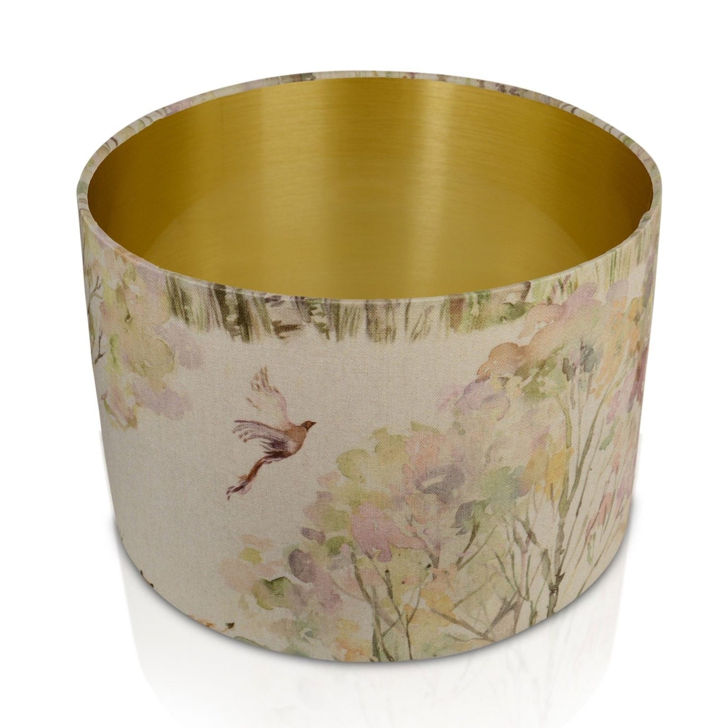 Enchanted Forest Gold Style Inner Handmade Drum Lampshade | furniturechecklist.co.uk