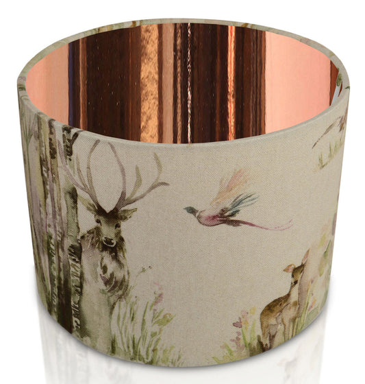 Enchanted Forest Mirrored Copper Inner Handmade Drum Lampshade | furniturechecklist.co.uk